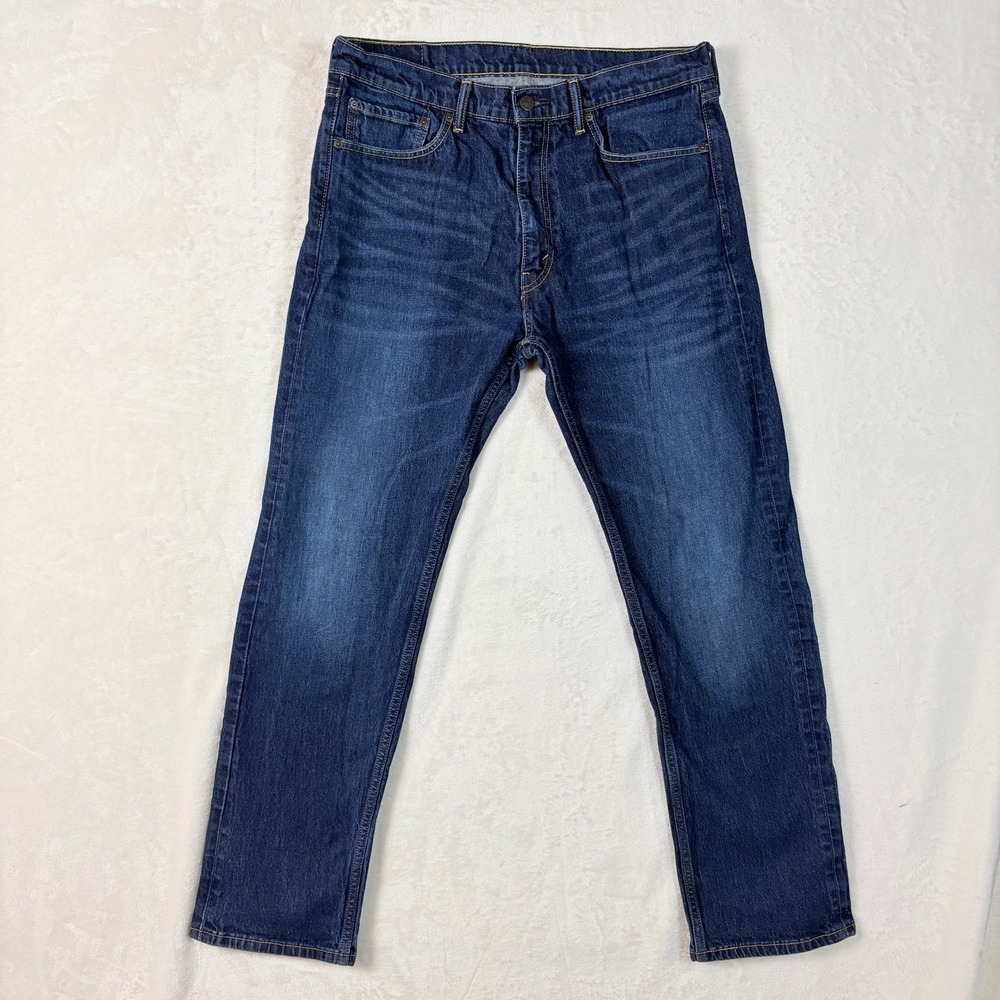 Levis Jeans Men Sz 36x32 Blue 505 Regular Fit Dark Wash Straight Leg‎ Cotton